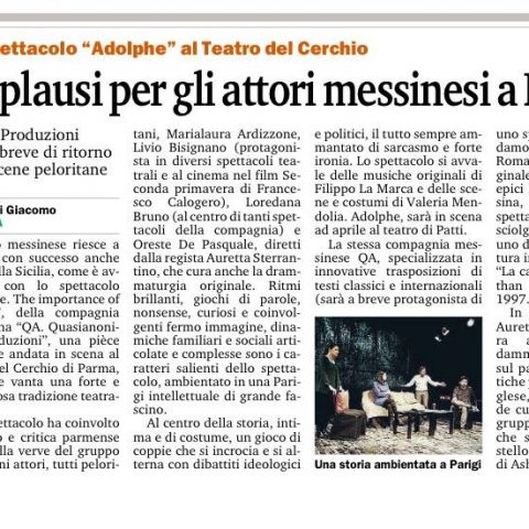 ADOLPHE a Parma - Gazzetta del Sud 08.03.16