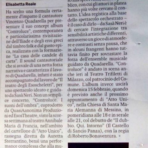 CONTROLUCE - Recensione Elisabetta Reale Gazzetta del Sud